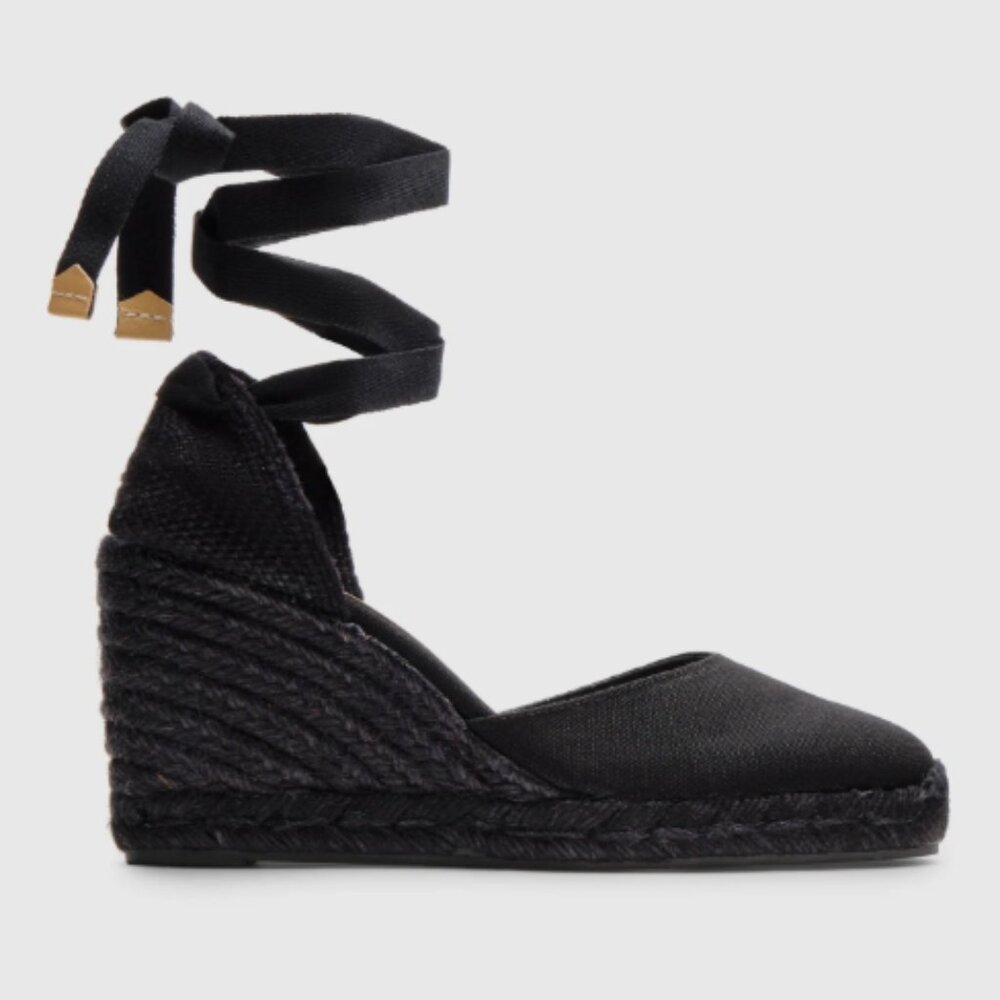Castañer Carina Black Wedge Espadrille 39
